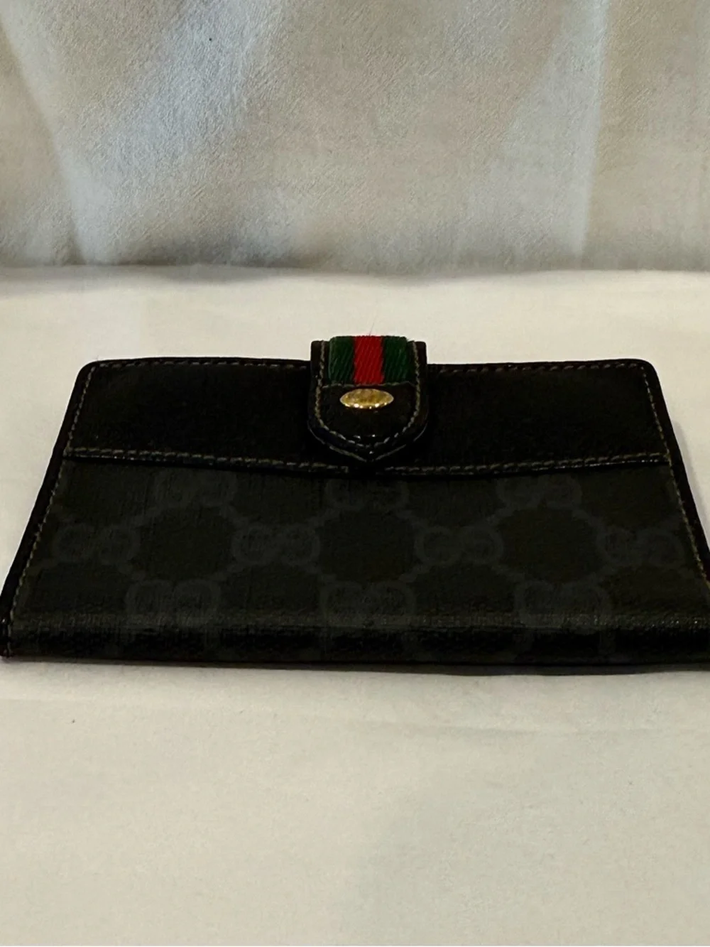 Vintage Gucci Black GG Canvas Wallet Sherry Line Accent - Picture 4 of 8